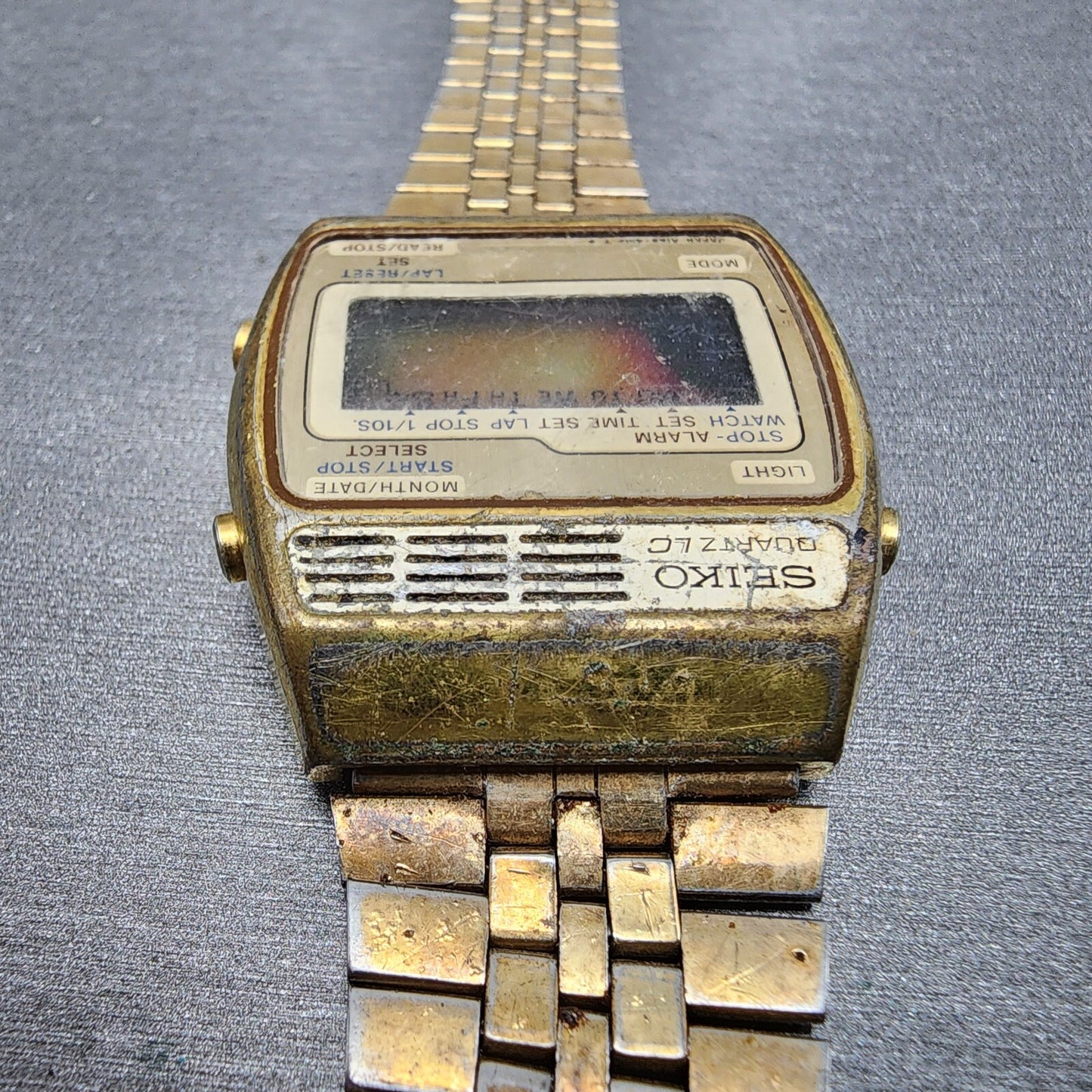 Seiko Digital Watch Men 33mm Gold Tone Alarm Chronograph A1594029 PARTS5