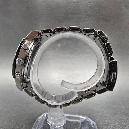 Seiko Solar World Time Watch Men 39mm Black Dial Titanium Date Atomic7B52 PARTS7