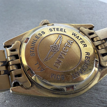 Invicta Watch Women 26mm Gold Dial Gold Tone Date Round New battery ABCD9