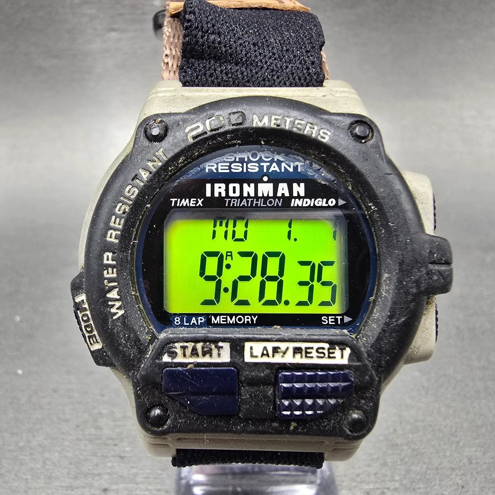 Timex Ironman Triathlon Watch Men 44mm Gray Black Alarm Chronograph New Battery0