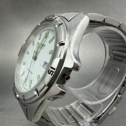 Casio Dive Watch Men 41mm White Dial Silver Tone Date Round MTP-1244 PARTS VTG3