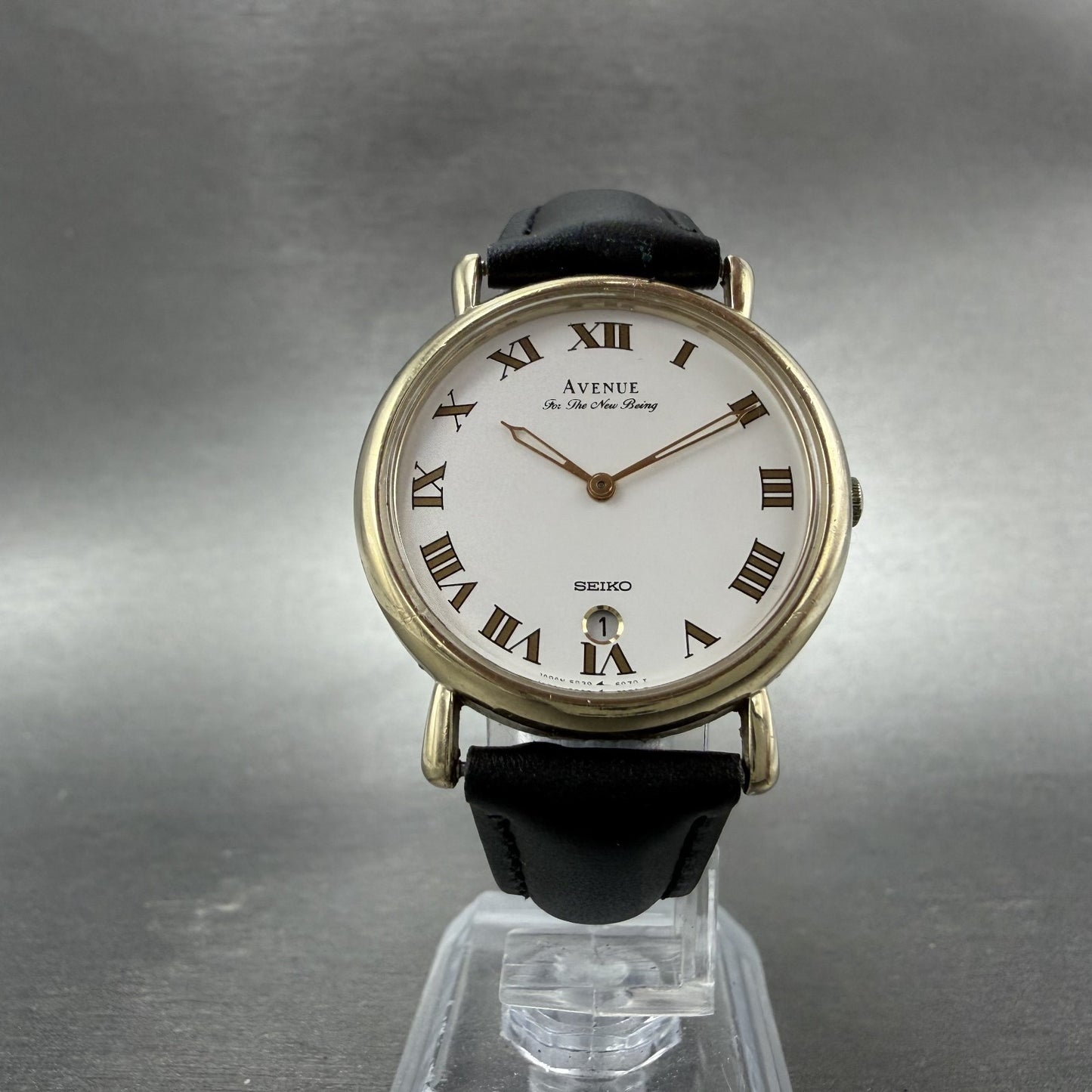 Seiko Avenue Watch Men 32mm White Dial Gold Tone Date 5P39-6070 New Battery5