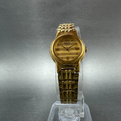 Seiko Watch Women 19mm Champagne Dial Gold Tone Round VTG V401-0510 New Battery75