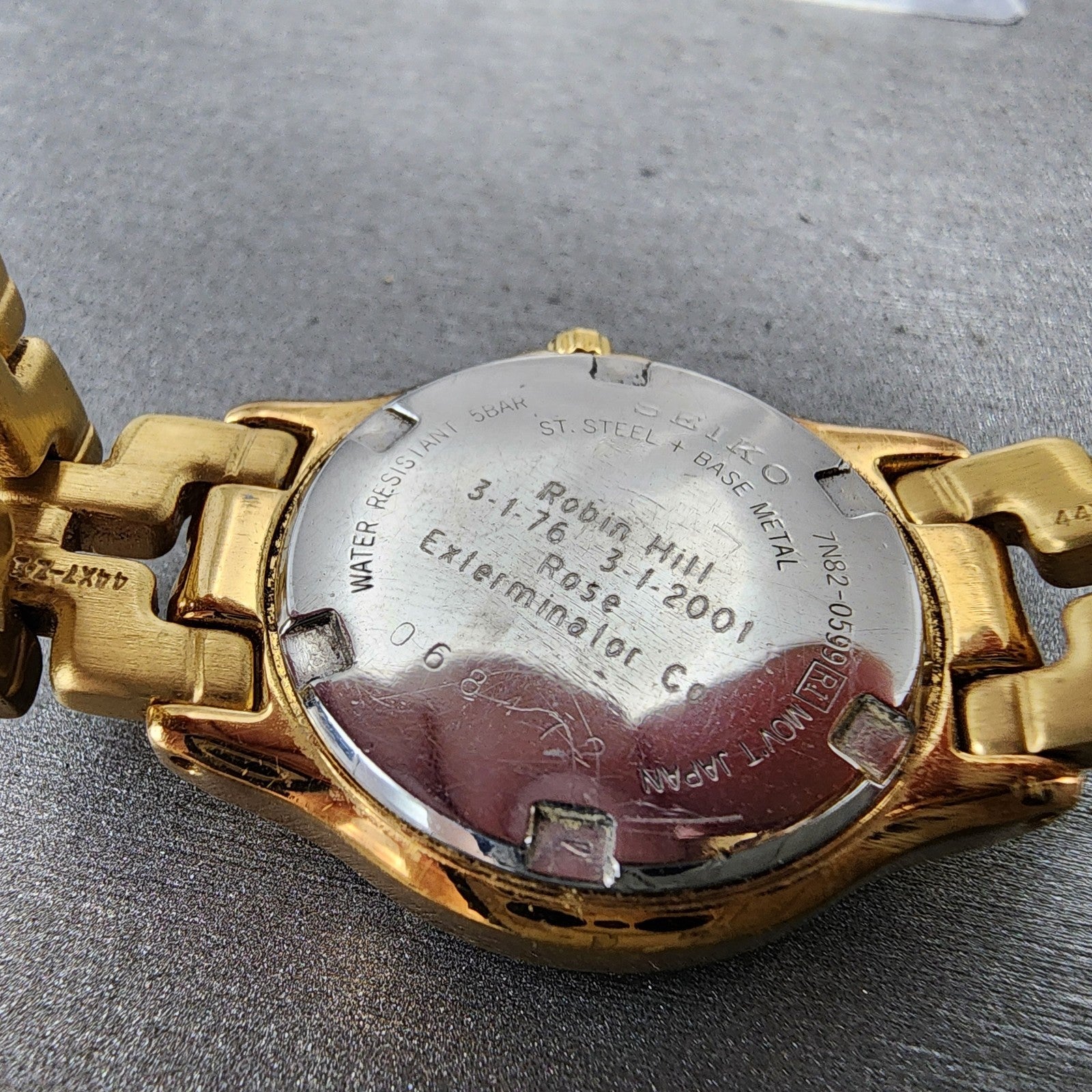 Seiko Watch Women 26mm Champagne Dial Gold Tone Date Round 7n820599 New Battery9