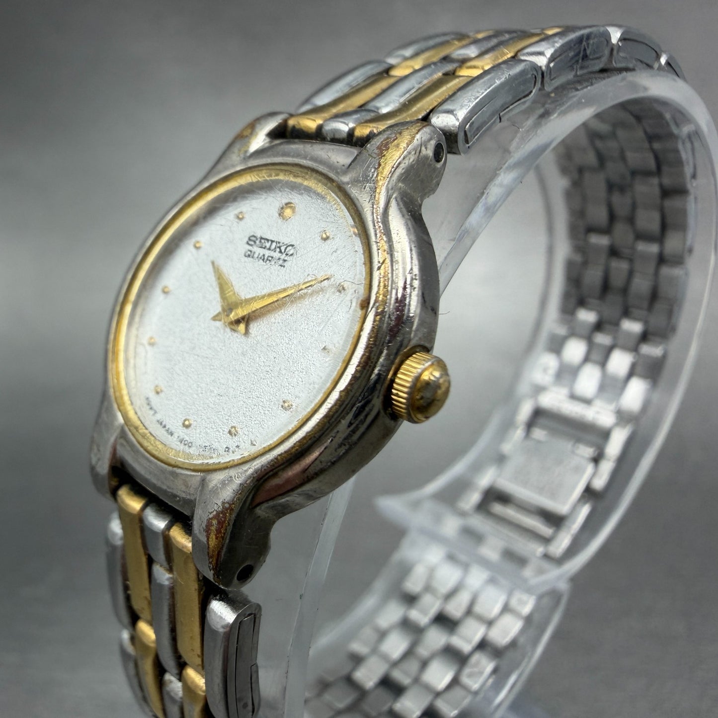 Seiko Watch Women 20mm Silver Dial Two Tone Round Vintage 1N00-0G69 New Battery32