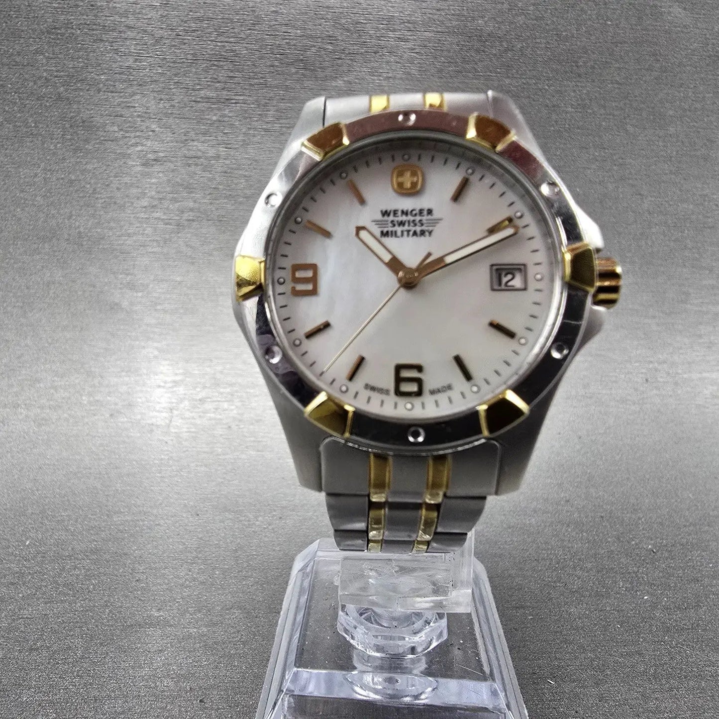Wenger Swiss Military Watch Women 33mm MOP Dial Two Tone Date 79093 New Battery6