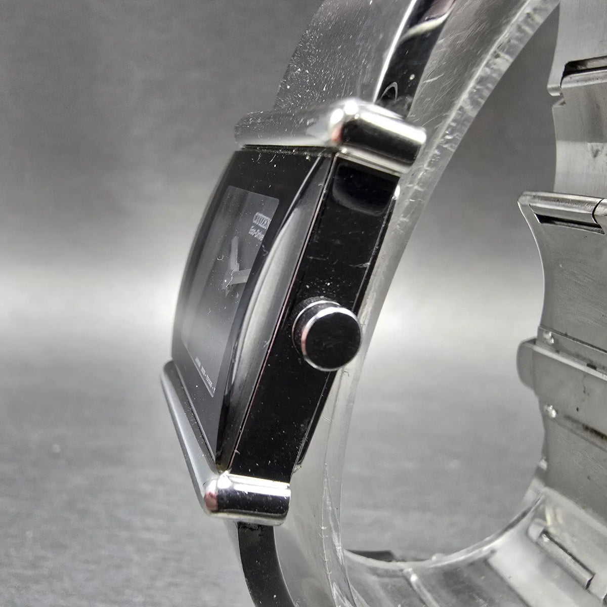 Citizen Eco-Drive Tank Watch Women 23mm Black Dial Silver B023-Y70719 Works JP2