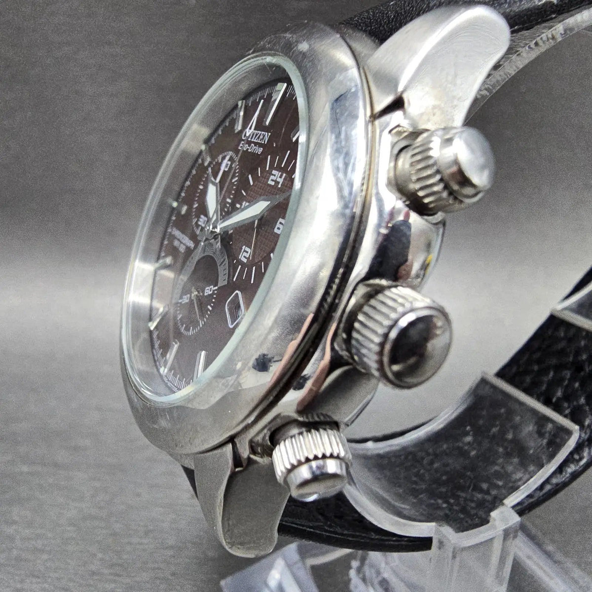 Citizen Eco-Drive Chronograph Watch Men 41mm Brown Dial Steel H500-S049628 Runs2