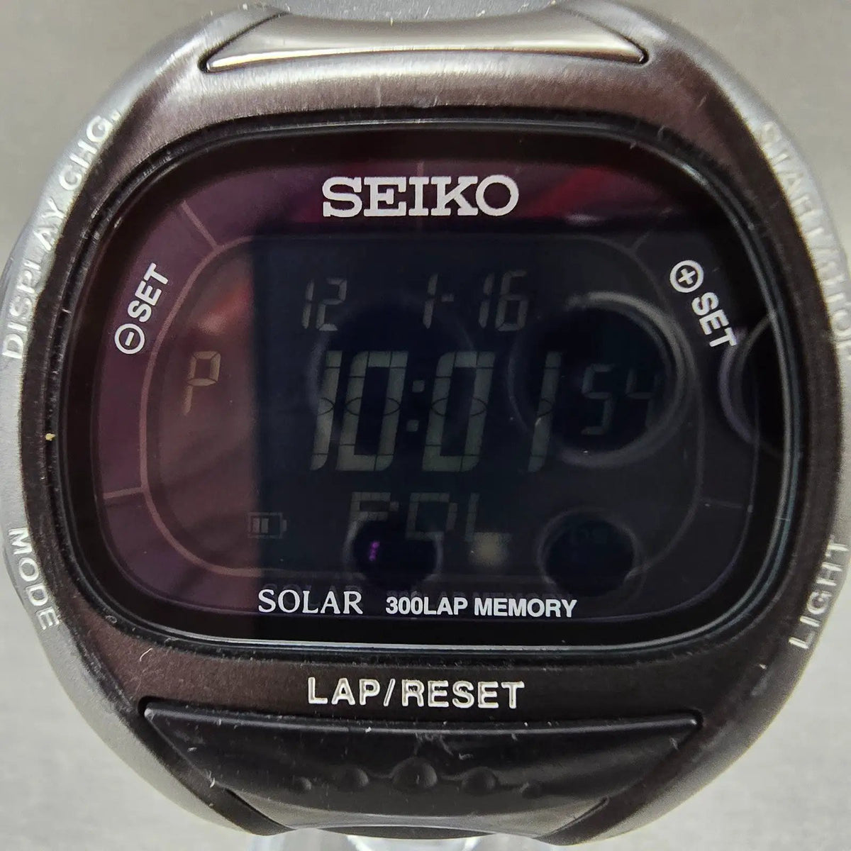 Seiko Super runner Watch Men 43mm Black Alarm Chronograph S680-00A0 Solar Works1