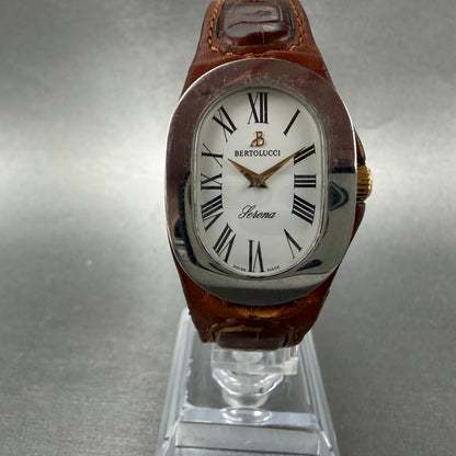 Bertolucci Serena Watch Women 27mm White Dial Steel Oval 313-6163 New Battery0