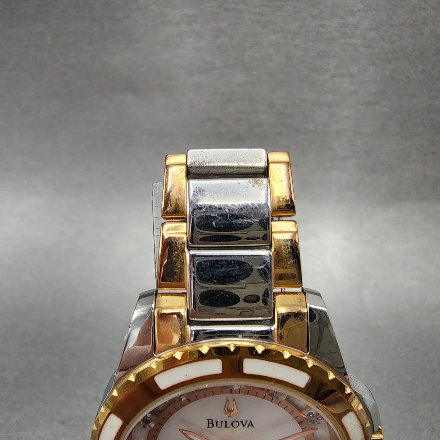 Bulova Diamond Watch Women 32mm MOP Dial Two Tone Round 98P134 New Battery BA124