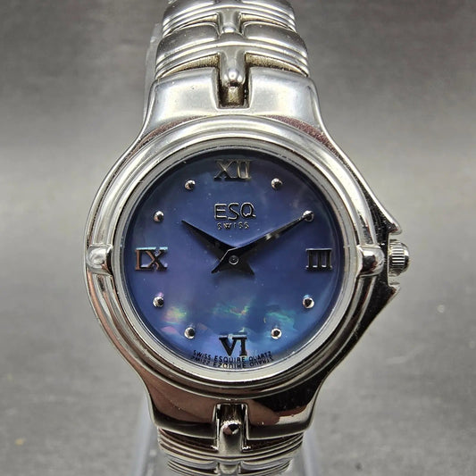 ESQ Watch Women 24mm MOP Dial Stainless Steel Round 100553 New Battery0