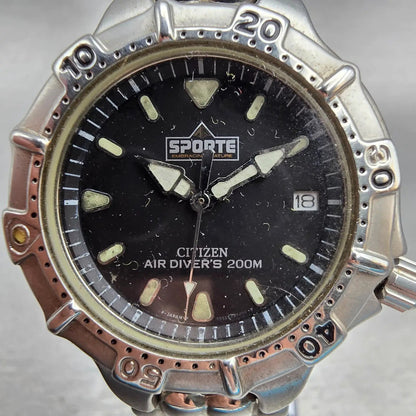 Citizen Air Dive Watch Men 36mm Black Dial Silver Tone 5512-F51359 New Battery1