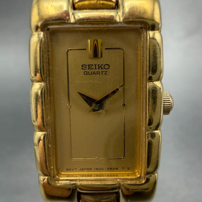 Seiko Tank Watch Women 16mm Champagne Dial Gold Tone 1N00-5G00 New Battery1
