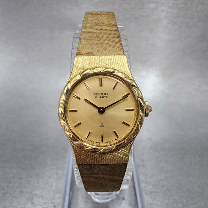 Seiko Watch Women 19mm Gold Dial Gold Tone Round 14000110 New Battery VTG0