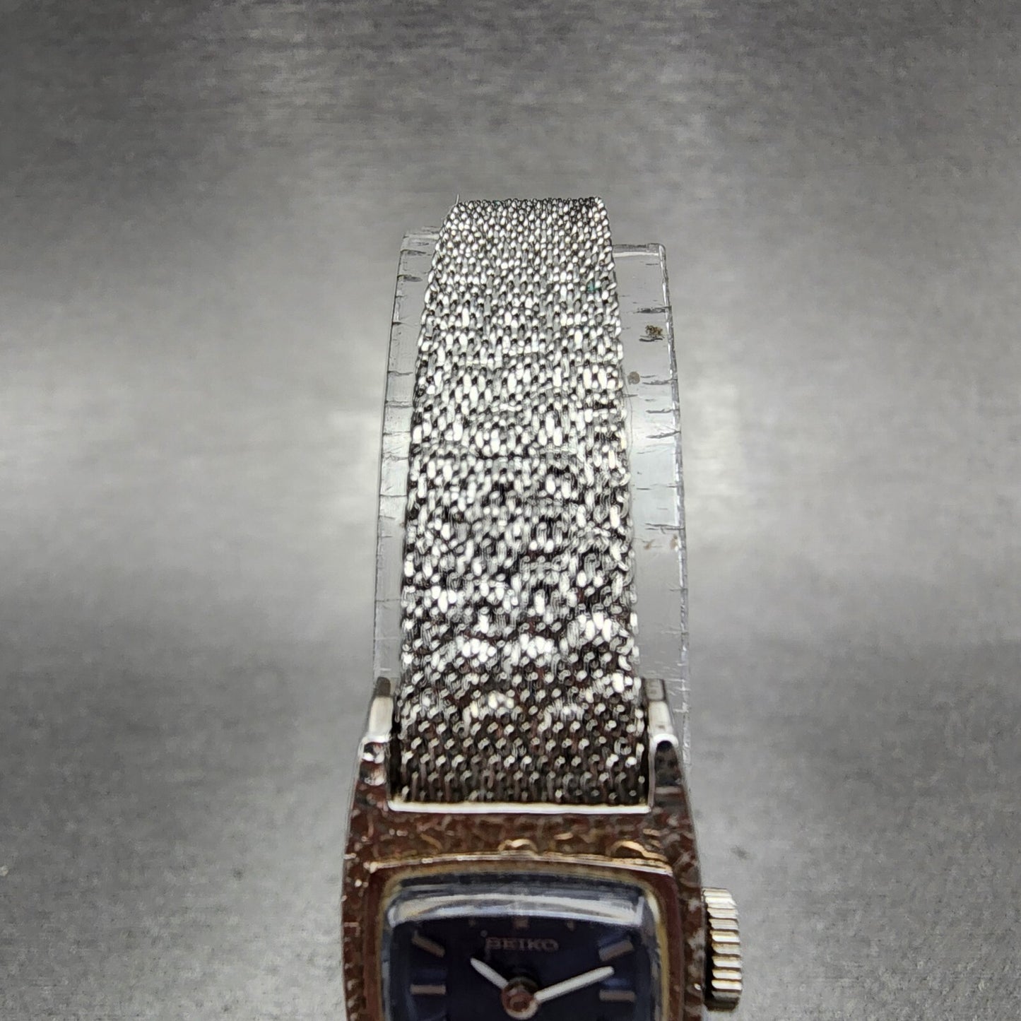 Seiko Watch Women 16mm Blue Dial Silver Tone Rectangle Manual Wind Runs 1130295