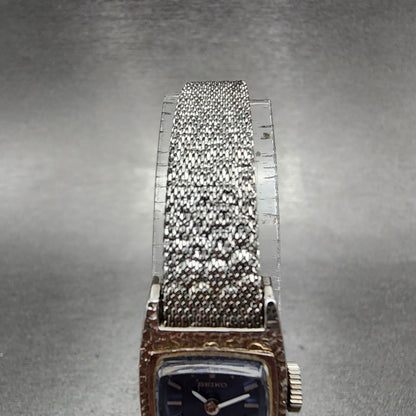 Seiko Watch Women 16mm Blue Dial Silver Tone Rectangle Manual Wind Runs 1130295