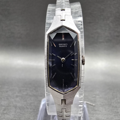 Seiko Watch Women 12mm Blue Dial Silver Tone Rectangle 1320-5339 New Battery JP30