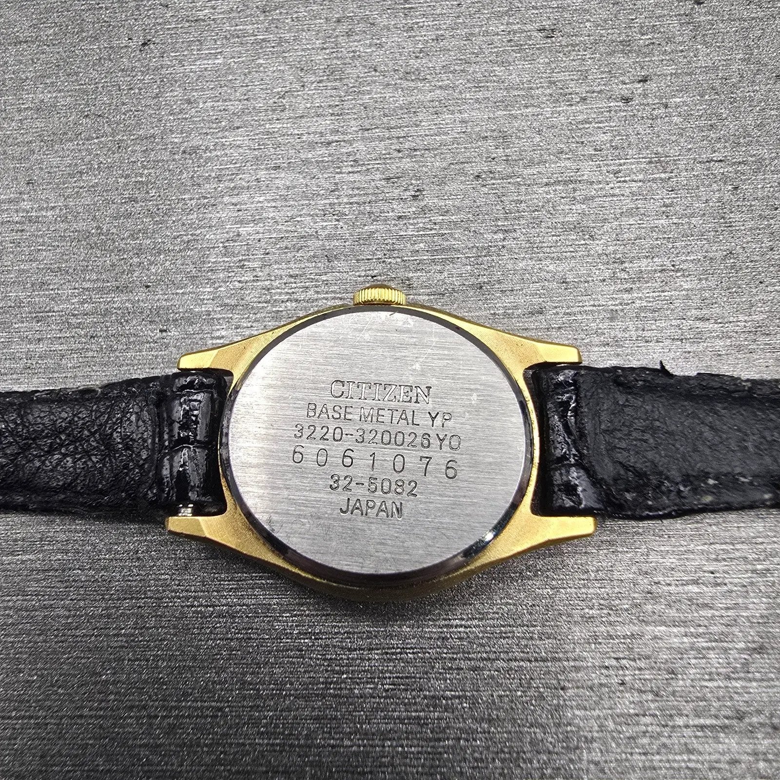 Citizen CQ Watch Women 18mm Black Dial Gold Tone Oval 3220-320025 New Battery10