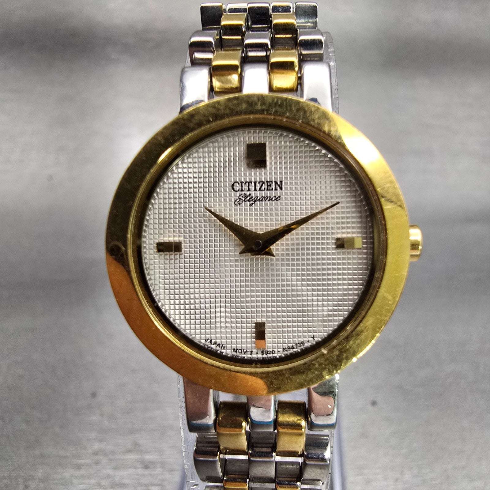 Citizen Elegance Watch Women 23mm White Dial Two Tone Round 5920-S76221 New Batt0