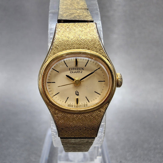 Citizen CQ Watch Women 18mm Champagne Dial Gold Tone 2030202791 New Battery0