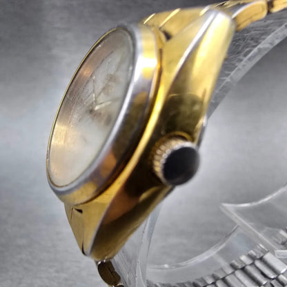 Seiko 5 Automatic Watch Women 24mm Silver Dial Gold Daydate 4206-0332 Round Runs2