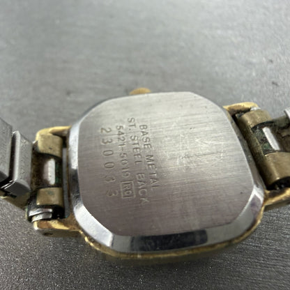 Seiko Watch Women 20mm Champagne Dial Gold Tone Rectangle 54215019 New Battery9