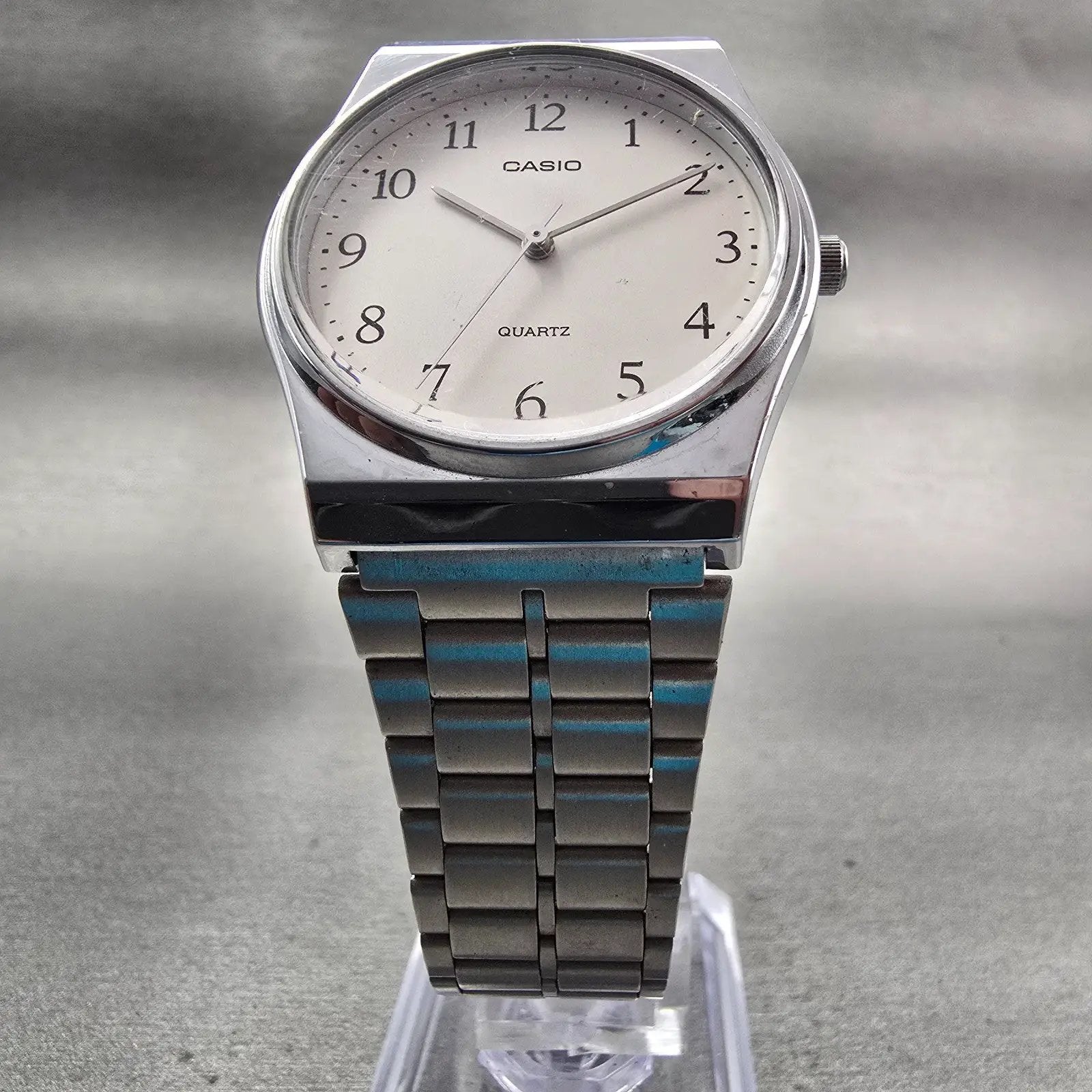 Casio Watch Men 33mm White Dial Silver Tone Round MQ-336 New Battery Bracelet5