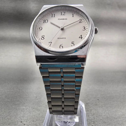 Casio Watch Men 33mm White Dial Silver Tone Round MQ-336 New Battery Bracelet5