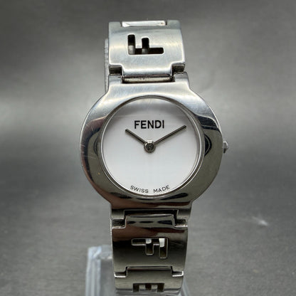 Fendi 3050L Watch Women 24mm White Dial Steel Round Swiss New Battery0