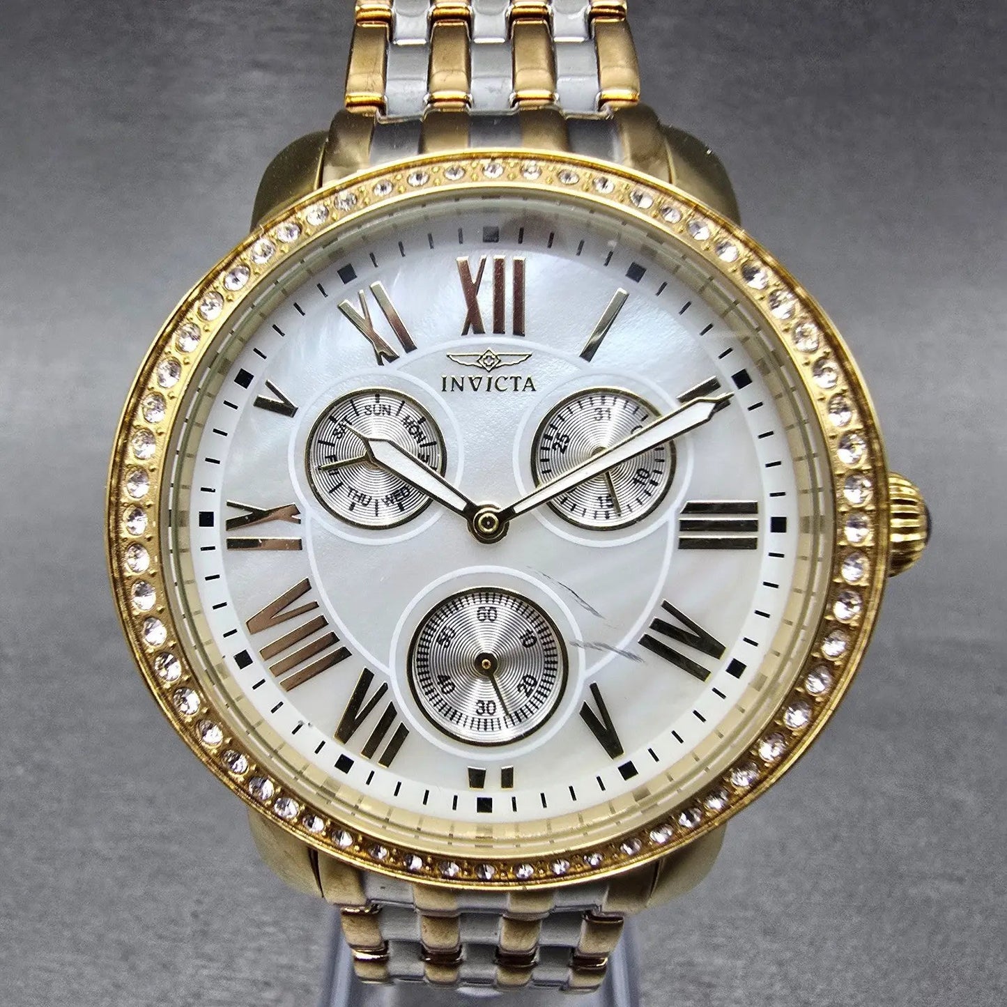 Invicta Angel Watch Women 40mm MOP Dial Two Tone  Daydate 15010 New Battery0