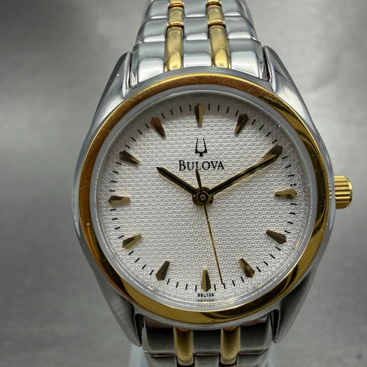 Bulova Watch Women 26mm Silver Dial Two Tone Round 98L138 New Battery Steel0