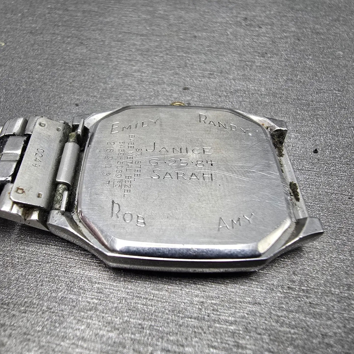 Seiko Watch Men 29mm Silver Dial Two Tone Date Octagon 6439-5039 PARTS Vintage14