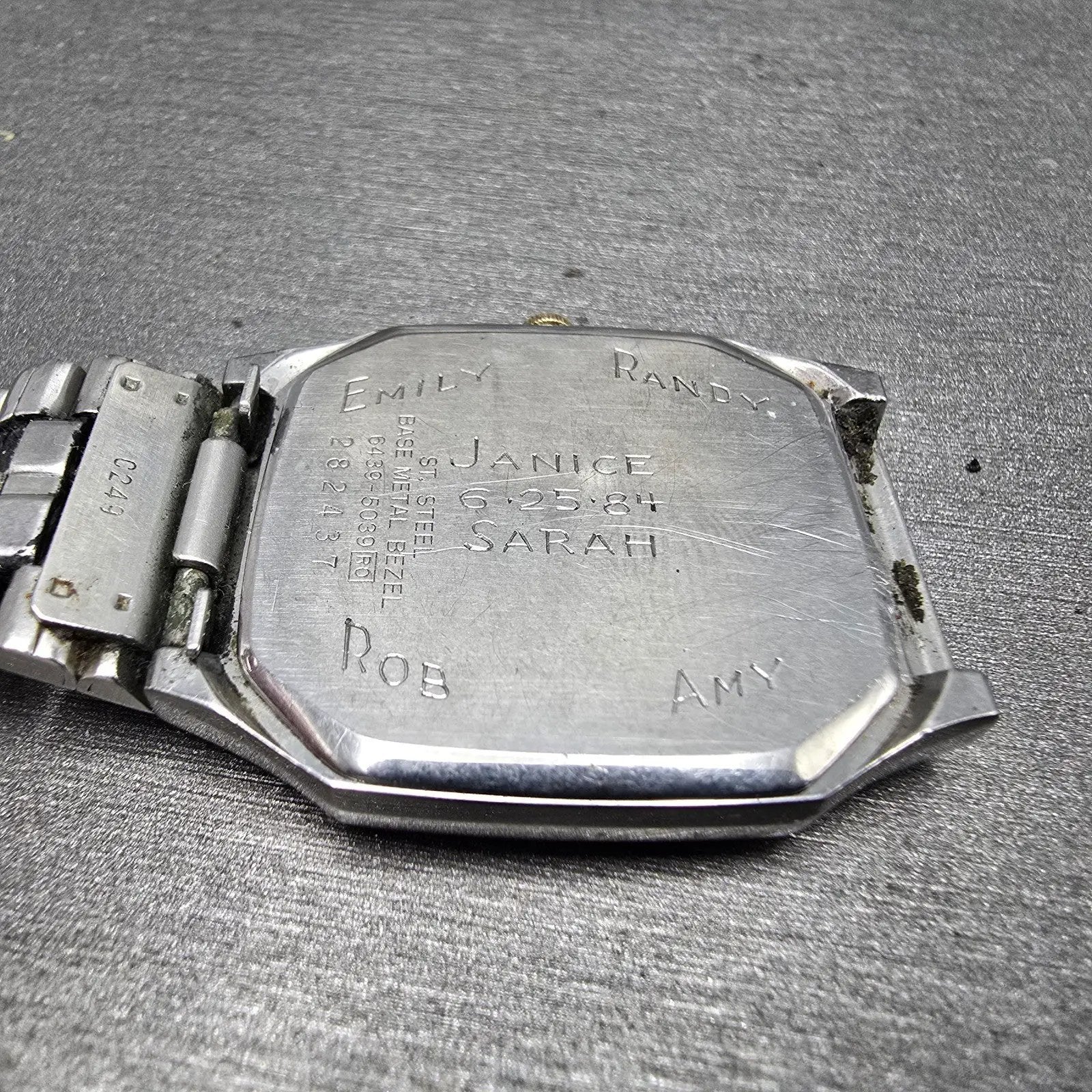 Seiko Watch Men 29mm Silver Dial Two Tone Date Octagon 6439-5039 PARTS Vintage14