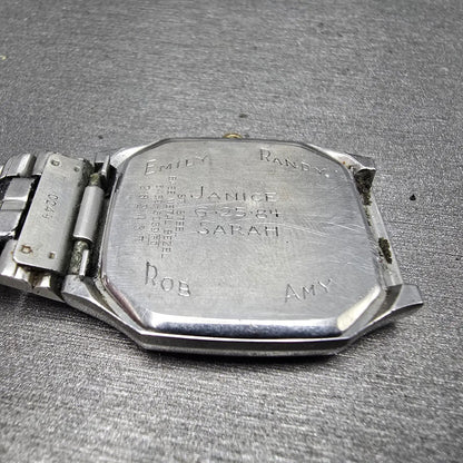 Seiko Watch Men 29mm Silver Dial Two Tone Date Octagon 6439-5039 PARTS Vintage14