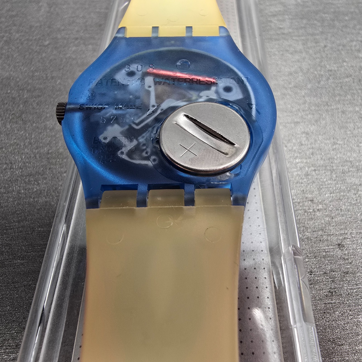 Swatch Paella Watch Men 34mm Orange Dial Blue Case GN129 New Battery NOS13