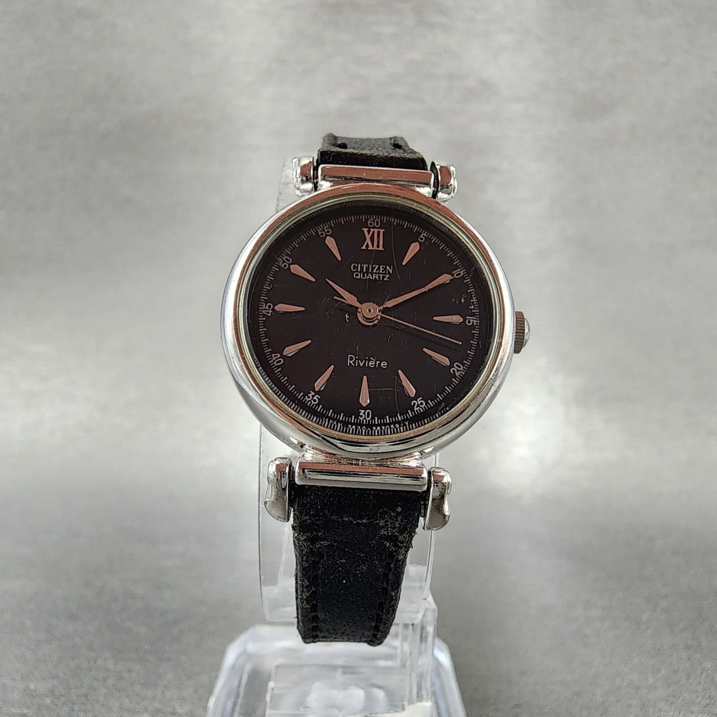 Citizen Riviere Watch Women 24mm Black Dial Silver Tone Round New Battery5