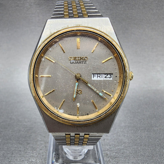 Seiko SQ Watch Men 35mm Gray Dial Two Tone Daydate 8123-7249 PARTS