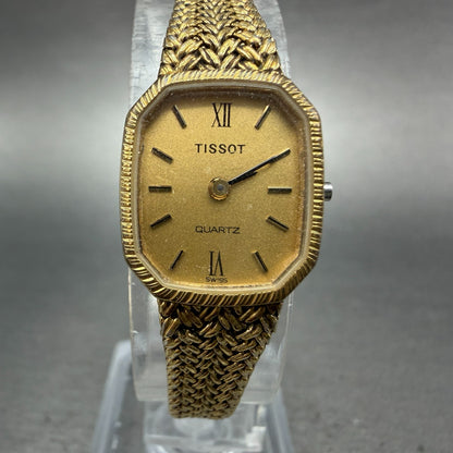 Tissot Watch Women 16mm Gold Dial Gold Plated Octagon mesh Band PARTS0