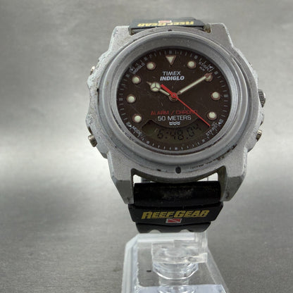 Timex Reef Gear Watch Men 42mm Gray Dial Silver Tone Ana Digi New Battery5