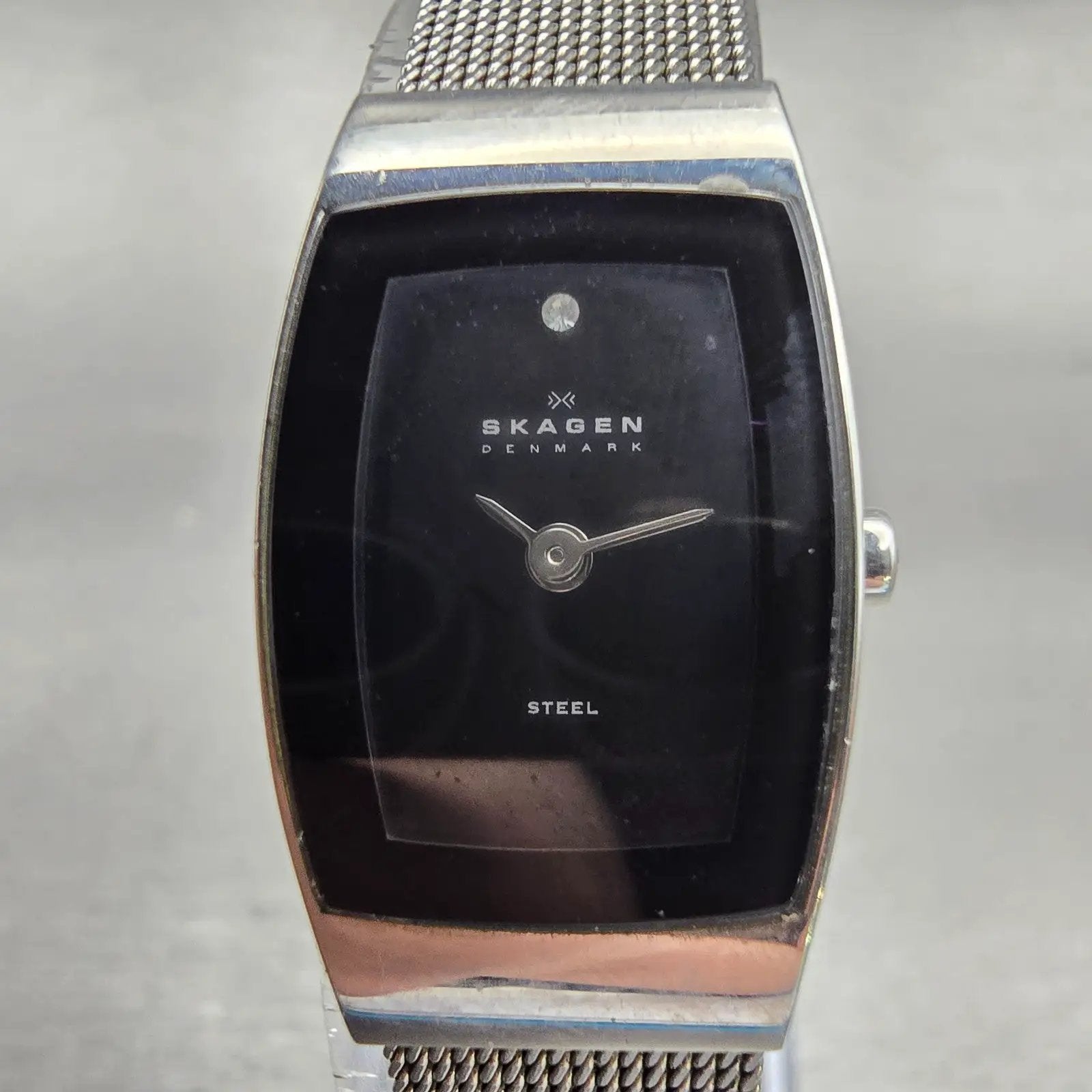 Skagen Denmark Watch Women 16mm Black Dial Silver Tone 271SSSBD New Battery1