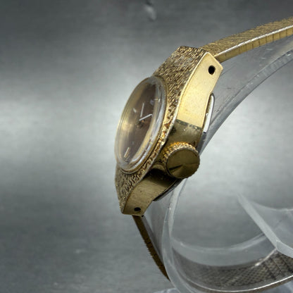 Seiko Watch Women 22mm Brown Dial Gold Tone Oval Manual Winds Runs 11-7719 VTG2