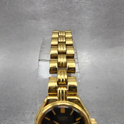 Citizen CQ Watch Women 17mm Black Dial Gold Tone Round 3220S28171 New Battery4