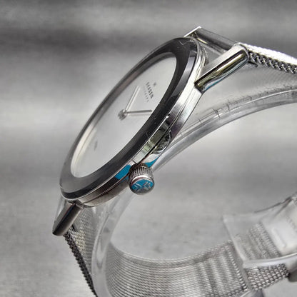 Skagen Watch Men 33mm Silver Dial Silver Tone Round 39LSS New Battery2