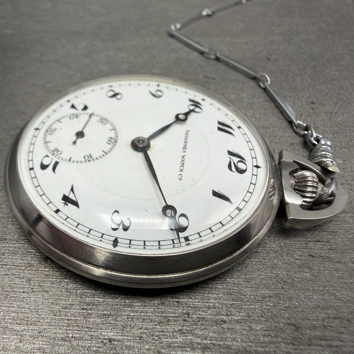 Tavannes pocket Watch 44mm White Dial Silver Tone 17 Jewels Manual Wind PARTS5