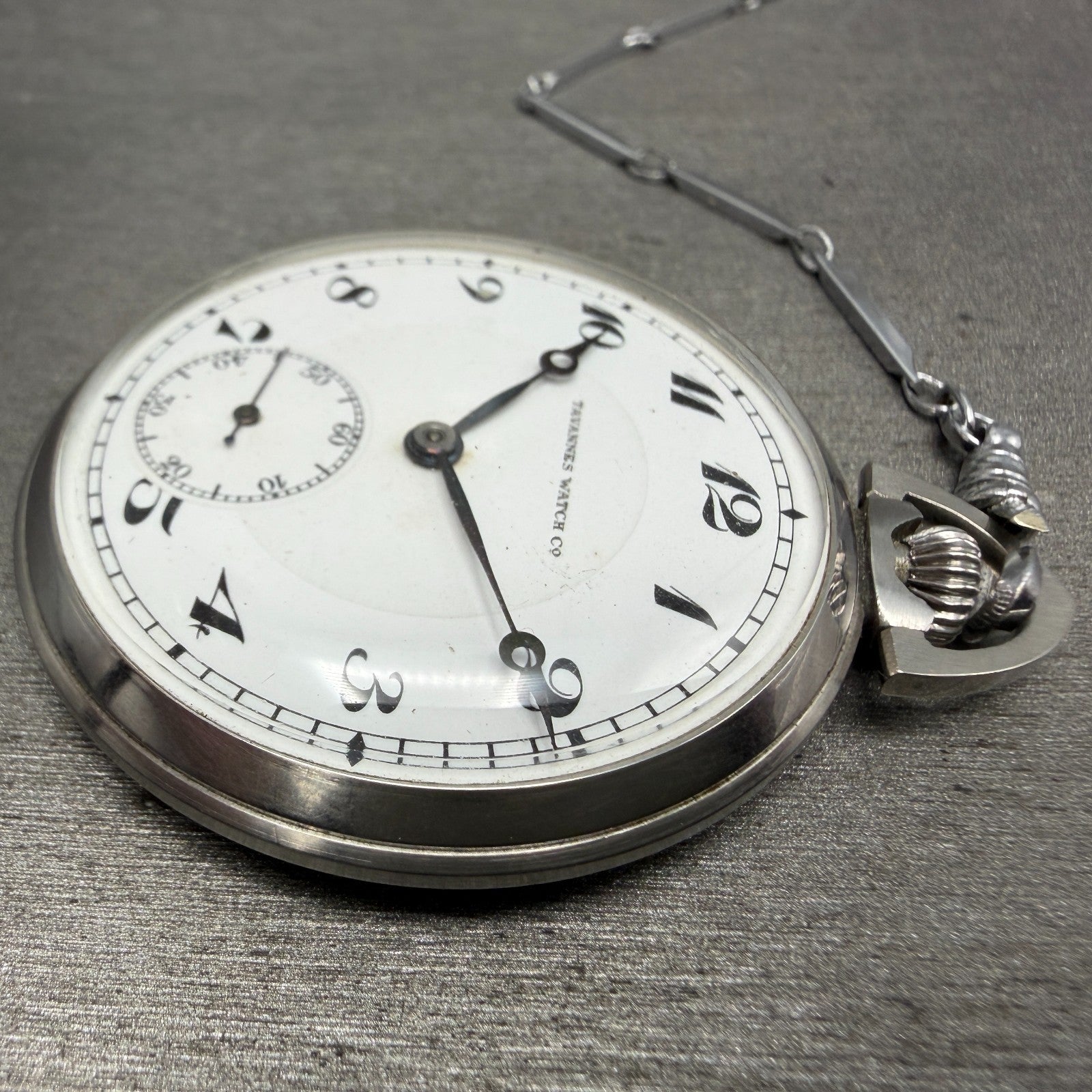 Tavannes pocket Watch 44mm White Dial Silver Tone 17 Jewels Manual Wind PARTS5