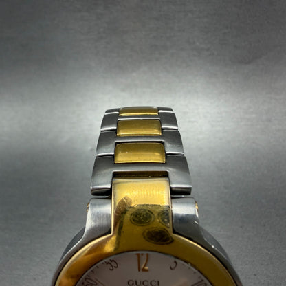 Gucci 8900M Watch Men 35mm Silver Dial Two Tone Date Round New Battery Vintage4