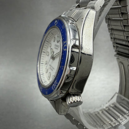 Casio Dive Watch Women 31mm White Dial Steel Blue Bezel LD715 Date PARTS3