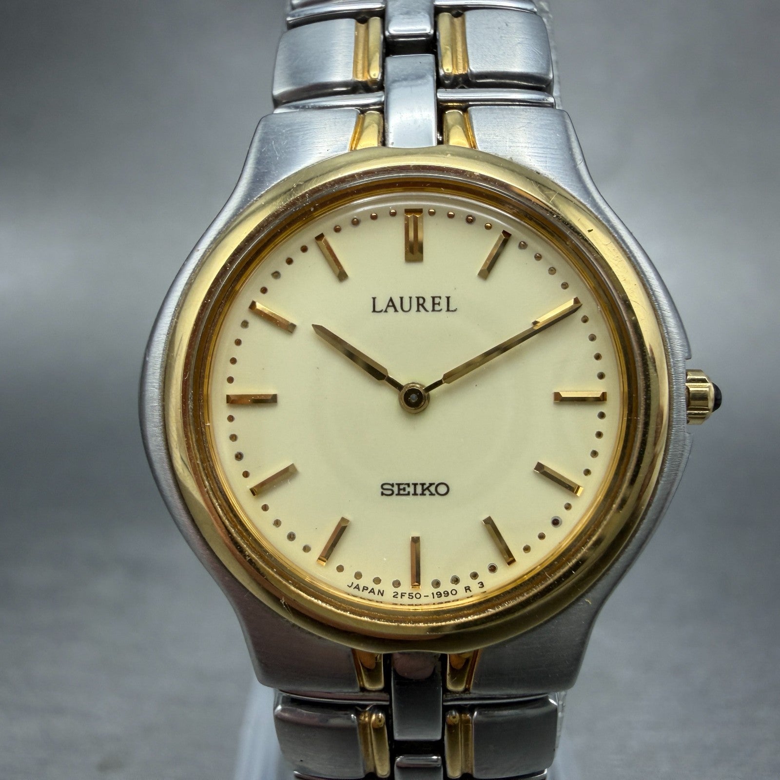 Seiko Laurel Watch Women 25mm Champagne Dial Two Tone Round 2F50-0490 NewBattery1