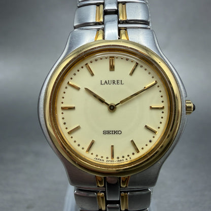 Seiko Laurel Watch Women 25mm Champagne Dial Two Tone Round 2F50-0490 NewBattery1